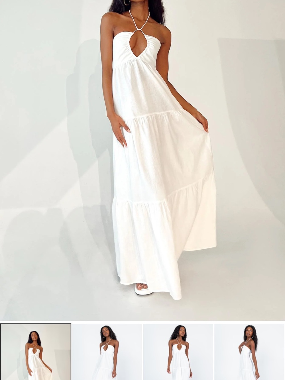 Princess Polly White Strapless Maxi Dress with Keyhole Front